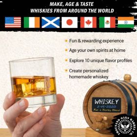 Explore 10 unique whiskey flavor profiles and age spirits at home with The Whiskey Experience barrel aging kit.