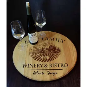 'Vineyard' Personalized Barrel Head Lazy Susan (B472)