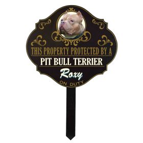 Personalized Protected by 'Pit Bull Terrier' sign (wulf14) Wulfsburg Sign