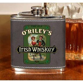 'Irish Whiskey'  Personalized Leather Flask B808