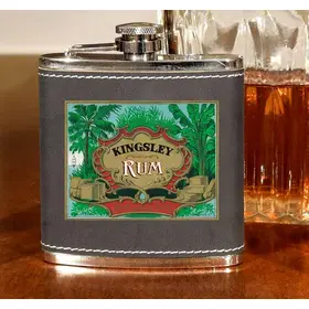 'Tropical Rum' Personalized Leather Flask B809