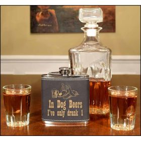 'In Dog Beers' Leather Flask (FSK_B171)