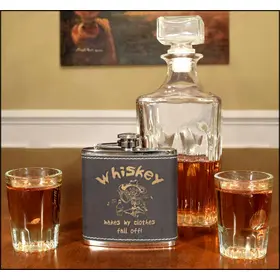 'Whiskey makes My Clothes Fall Off' Leather Flask (FSK_B251)