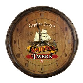 Personalized "Sailors Tavern" Quarter Barrel Clock (B362)