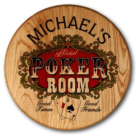 'Poker Room' Personalized Barrel Head (6042)
