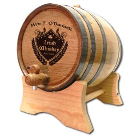 'Irish Crest' Personalized Oak Barrel (B405)