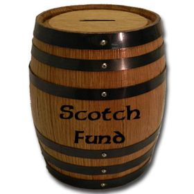 'Scotch Fund' Mini Oak Barrel Bank