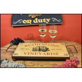 'Vineyard' Personalized Serving Board w/ Wrought Iron Base (ST101)