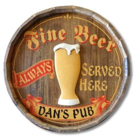 'Fine Beer' Personalized Quarter Barrel Sign (QBX36)