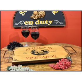 'Vineyard' Personalized Serving Board w/ Wrought Iron Base (ST102)