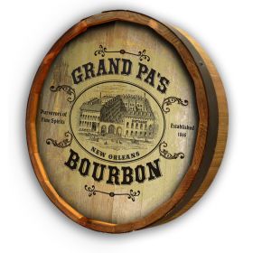 'Grandpa's Bourbon' Personalized  Quarter Barrel Sign (C30)
