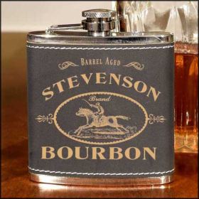 'Derby Bourbon' Personalized Leather Flask (B454)