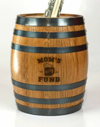 'Mom's Beer Fund' Mini Oak Barrel Bank (PB111)