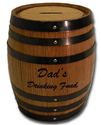 'Drinking Fund' Mini Oak Barrel Bank