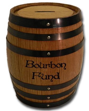 'Bourbon Fund' Mini Oak Barrel Bank