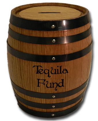 'Tequila Fund' Mini Oak Barrel Bank