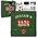 Personalized green game room dartboard cabinet set with custom name printed on doors, including bristle dartboard, steel tip darts, and full mounting hardware kit.