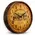 21 inch handcrafted badge graphic highlighting the large size and handmade quality of the quarter barrel clock side view.
