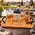 Personalized solid oak whiskey serving tray featuring custom name and distillery engraving, elegant Whiskey script design, black wrought iron handles, and two personalization options displayed in a luxury poolside setting.