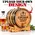 Upload your own logo or artwork for a custom engraved small whiskey barrel made from American white oak, featuring six black steel hoops, wooden stand, and spigot.