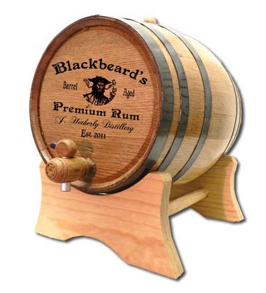 'Blackbeard Distillery' Personalized Oak Barrel (P3)