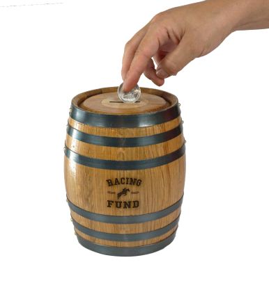 'Racing Fund' Mini Oak Barrel Bank (PB117)