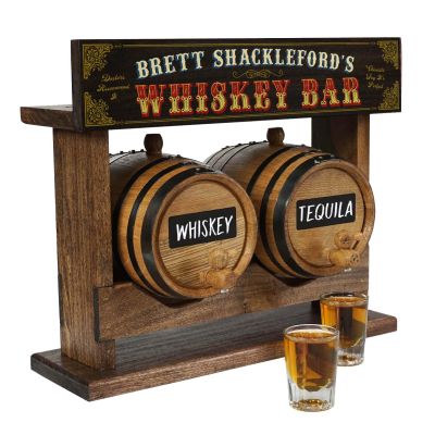 Personalized Whiskey Bar Double Barrel Racking System, oak barrel set