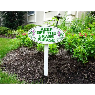 'Keep Off the Grass Please' Garden Yard Stake Sign (GS_2978)