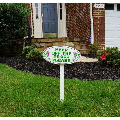 'Keep Off the Grass Please' Garden Yard Stake Sign (GS_2978)