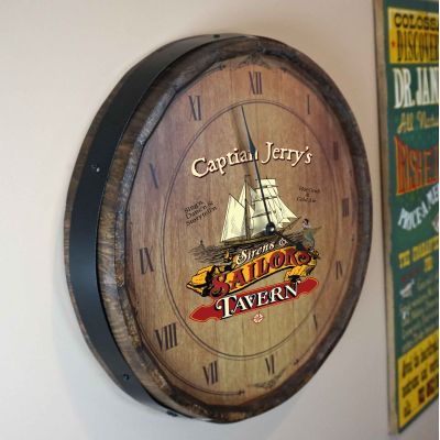 Personalized "Sailors Tavern" Quarter Barrel Clock (B362)