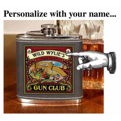 'Gun Club'  Personalized Leather Flask B807