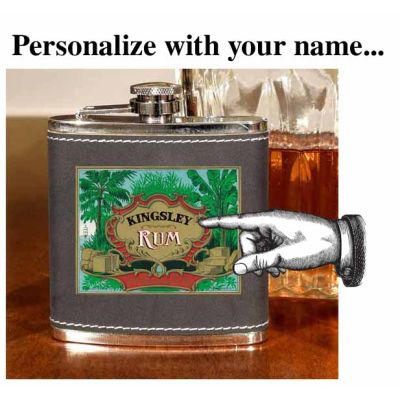 'Tropical Rum' Personalized Leather Flask B809