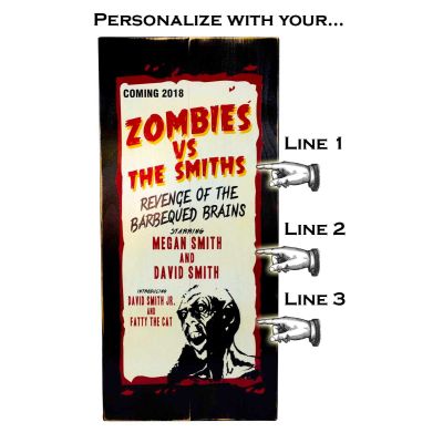 'Zombies vs ...'  Personalized Plank Sign (MOVP_550)