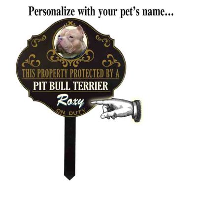 Personalized Protected by 'Pit Bull Terrier' sign (wulf14) Wulfsburg Sign