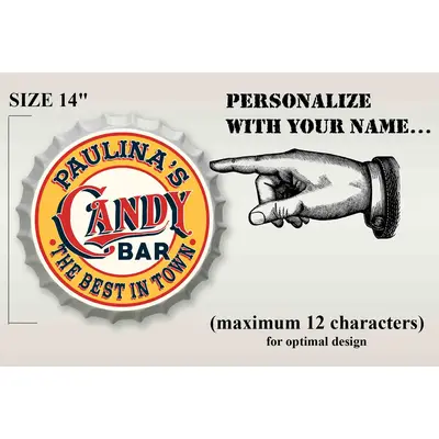 Personalized Candy Bar Bottle Cap Sign