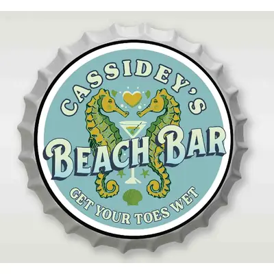 Personalized Beach Bar Bottle Cap Sign