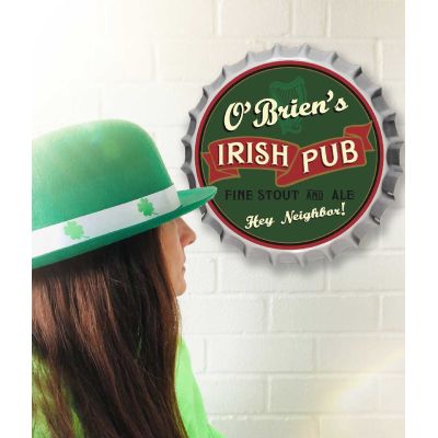 Personalized Irish Pub Bottle Cap Sign