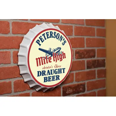 Personalized Mile High Aviation Bottle Cap Sign