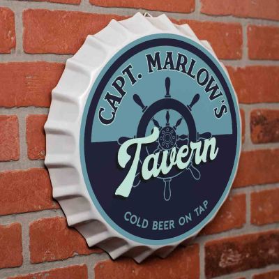 Personalized Nautical Tavern Bottle Cap Sign