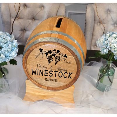 'Wine Grapes' Wedding Barrel Card Holder