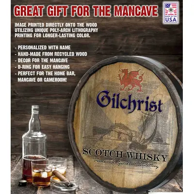 Scotch Distillery Quarter Barrel (C15) on brick wall great gift