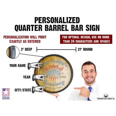 'Motorcycle' Personalized Quarter Barrel Sign (C27)