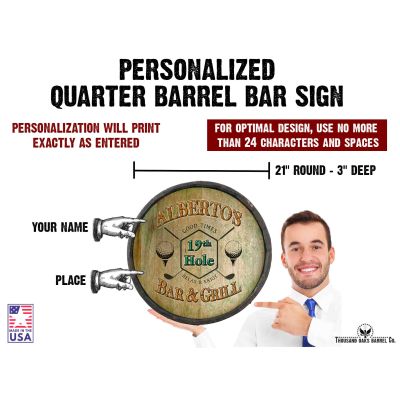 19th Hole Bar & Grill Quarter Barrel Sign (C35)