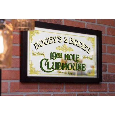 Personalized 19th Hole Clubhouse Decorative Framed Mirror