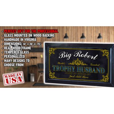 Personalized 'Trophy Husband' Decorative Framed Mirror
