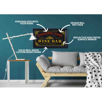 Personalized 'Wine Bar' Decorative Framed Mirror