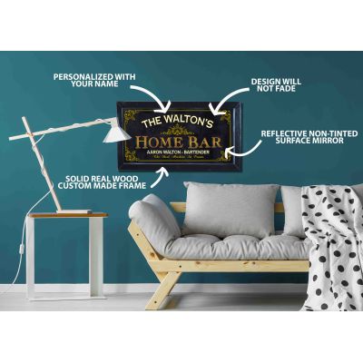 Personalized 'Home Bar' Decorative Framed Mirror