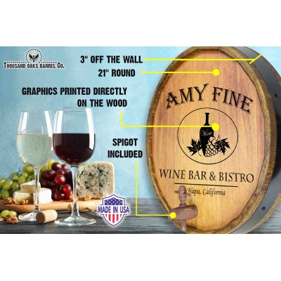 'Wine Bar Bistro' Personalized Quarter Barrel Sign (B312)
