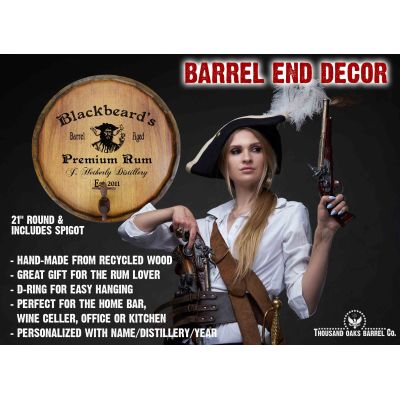 'Blackbeard Distillery' Personalized Quarter Barrel Sign (P3)'Blackbeard Distillery' Personalized Quarter Barrel Sign (P3)