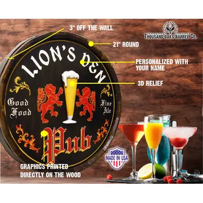 Handmade quarter barrel pub sign specs